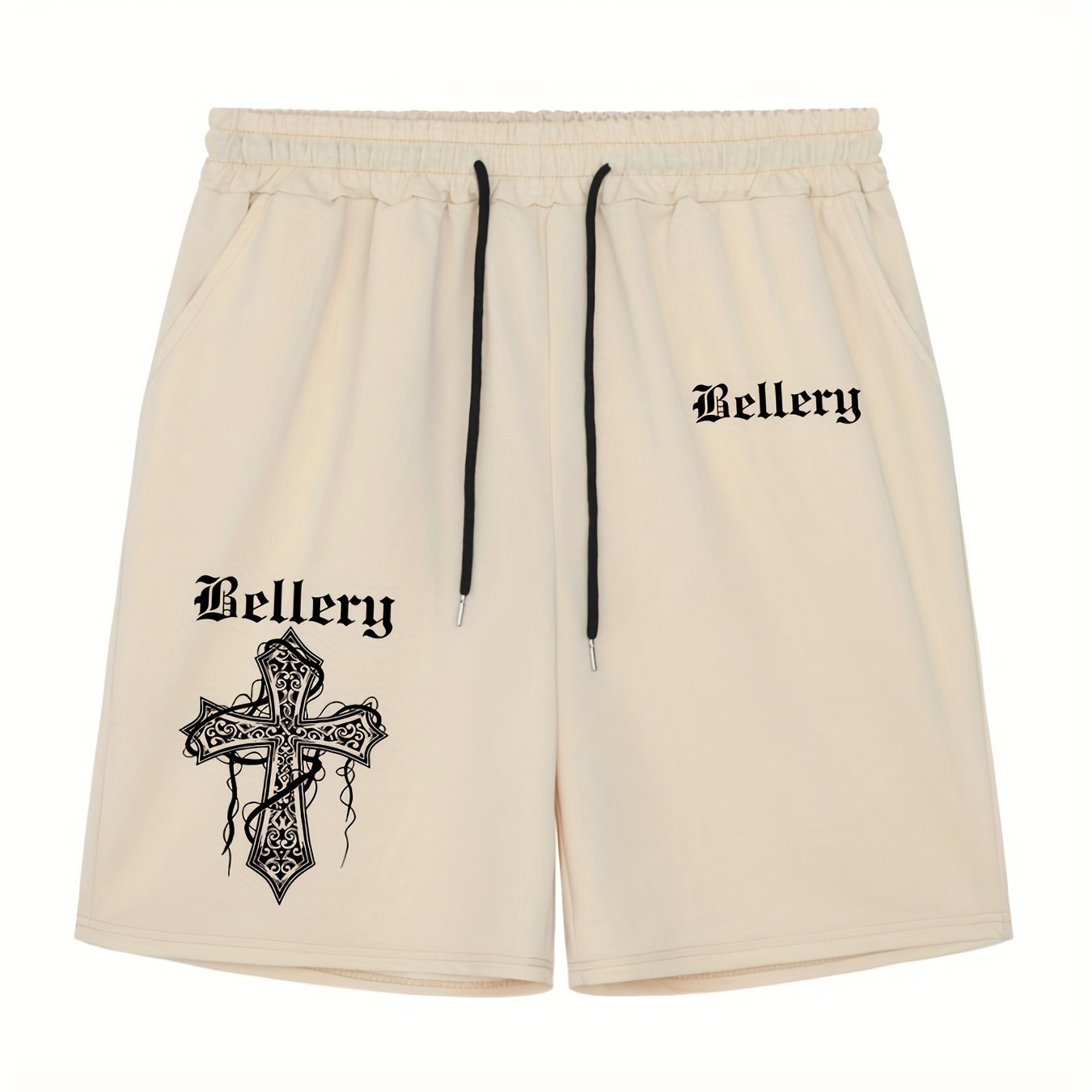 Christian Cross Comfy Shorts Men's Casual Solid Elastic Waist Drawstring Shorts