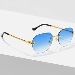 Hip Pop Vintage Rimless Gradient Sunglasses