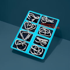 8pcs Metal Puzzle Game Interlocking Pieces Brain Tease