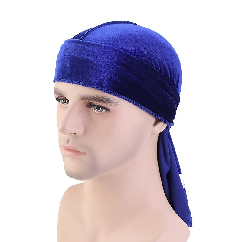 Velvet Durag Breathable Bandana Long Tail Pirate Hat Winter Biker Headwraps