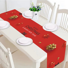Polyester Christmas Table Runner Green Xmas Tree Design