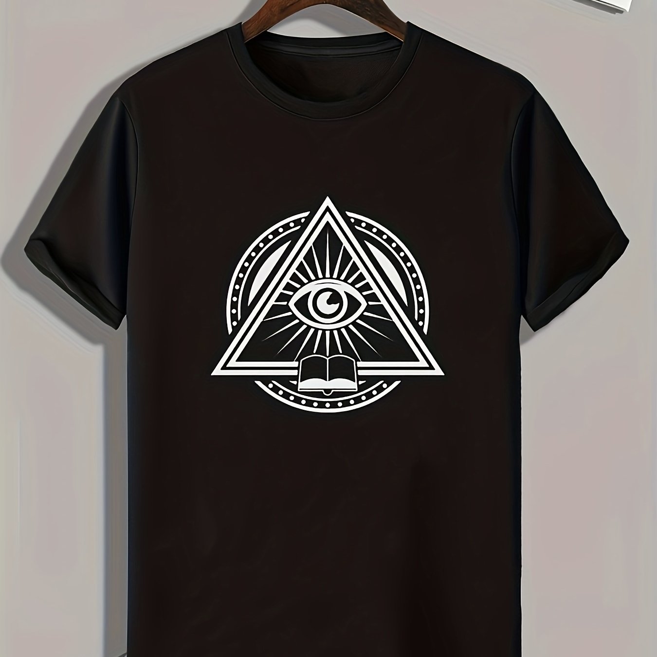 Triangle Eye Pattern Print Men's Comfy Sports T shirt Graphic Tee