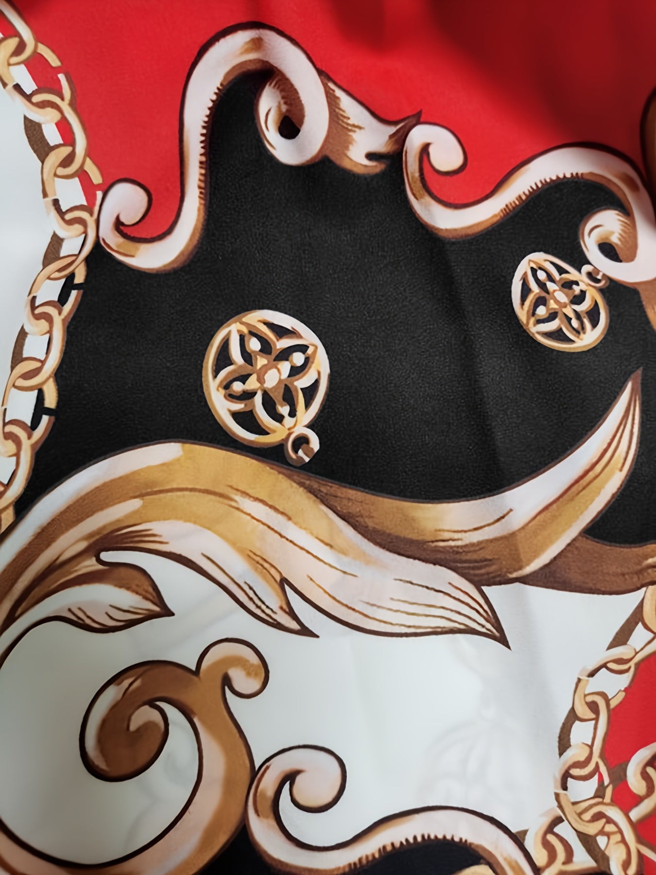 Baroque Print Long Sleeve Shirt Dress