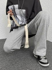 Men's Drawstring Waist Straight Pants for Autumn and Winter