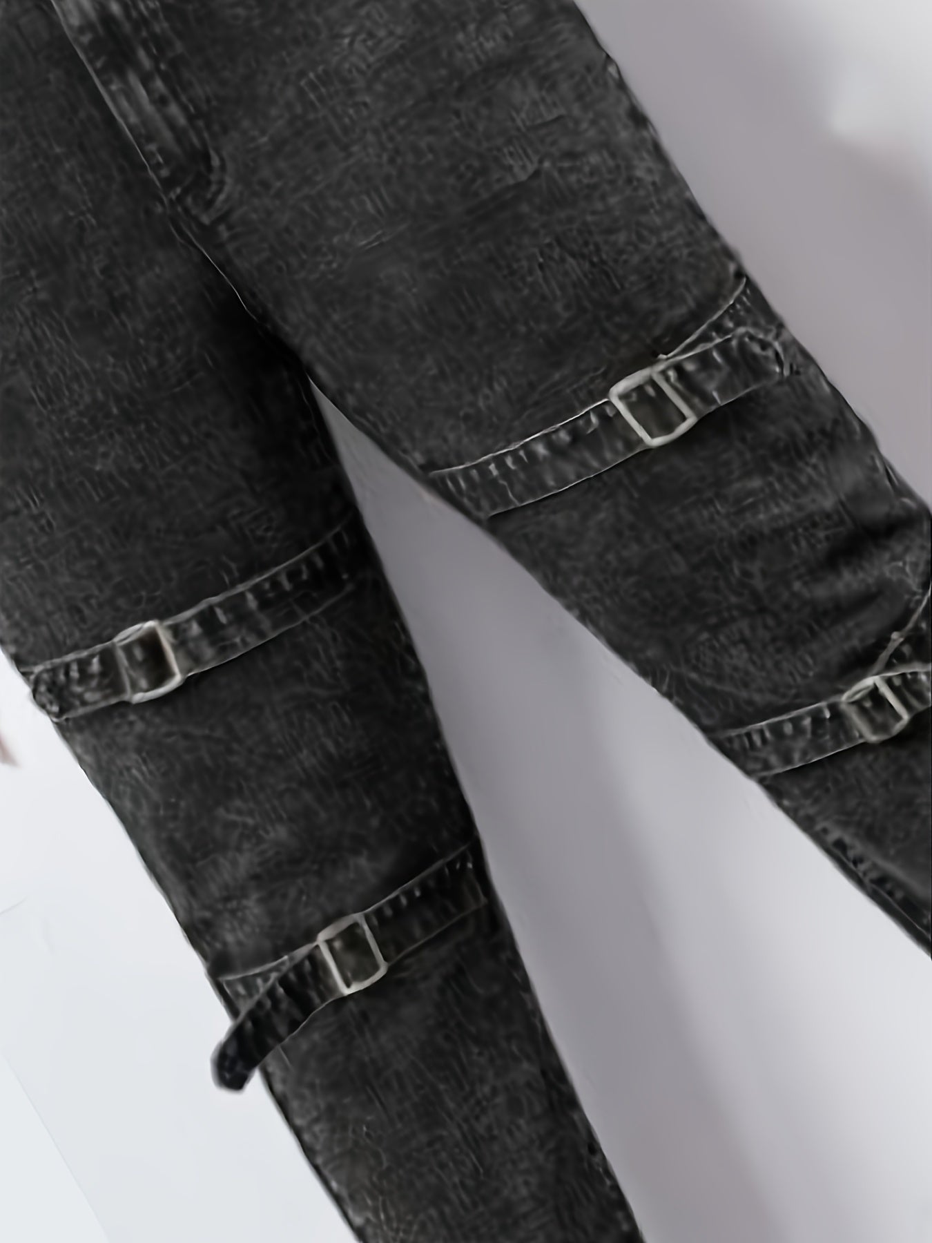 Solid Button Fly High Stretch Jeans