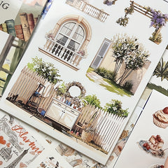 Vintage Floral Sticker Book - Parisian Scenes & Tea Party Designs