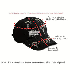 Rhinestone Letter Baseball Cap Solid Hip Hop Cotton Hat Lightweight