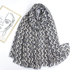 Geometric Hot Stamping Frayed Edge Scarf for Women