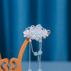 Girl's Hanfu Accessories Ribbon Headwear Tassel Flower Hair Clip