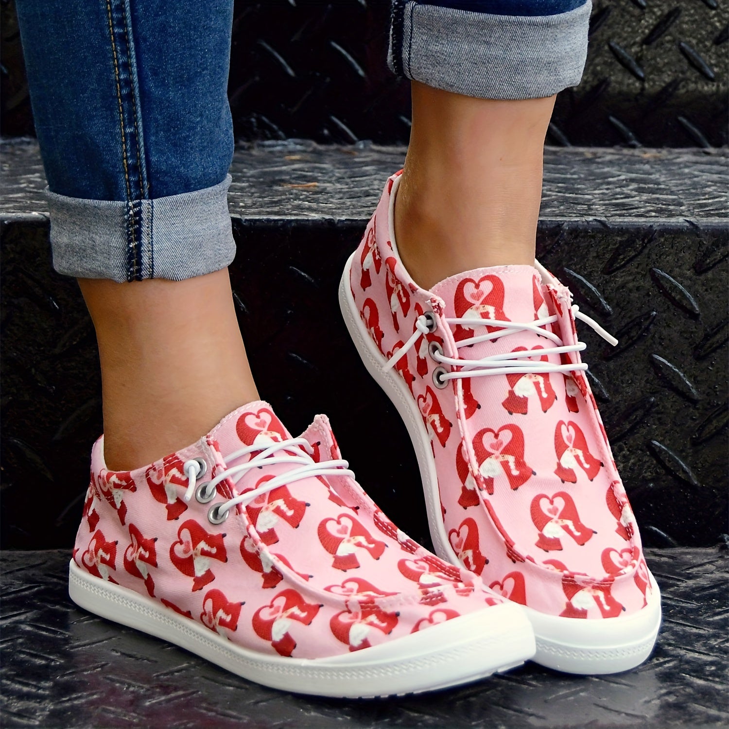 Pink Love Flat Sports Outdoor Sneakers Anti Slip Women's Shoes