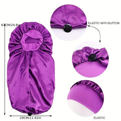 Solid Satin Long Hair Bonnet Head Scarf Night Cap