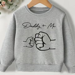 DADDY ME Fist Print Sweatshirt Boys Casual Graphic Stretch Fabric Autumn Winter