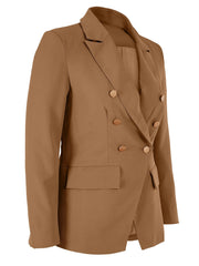Women's Slim Fit Double Breasted Blazer Solid Button Coat