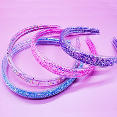 Glitter Headband Sparkly Confetti Rainbow Pink Purple for Kids