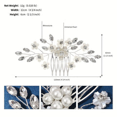 Rhinestone & Pearl Hair Comb Wedding Headwear