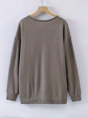 Casual Sweater Women's Plus Solid Long Sleeve V Neck Jumper
