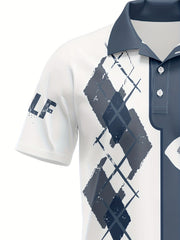 Men's Casual Golf Print Short Sleeve Shirt