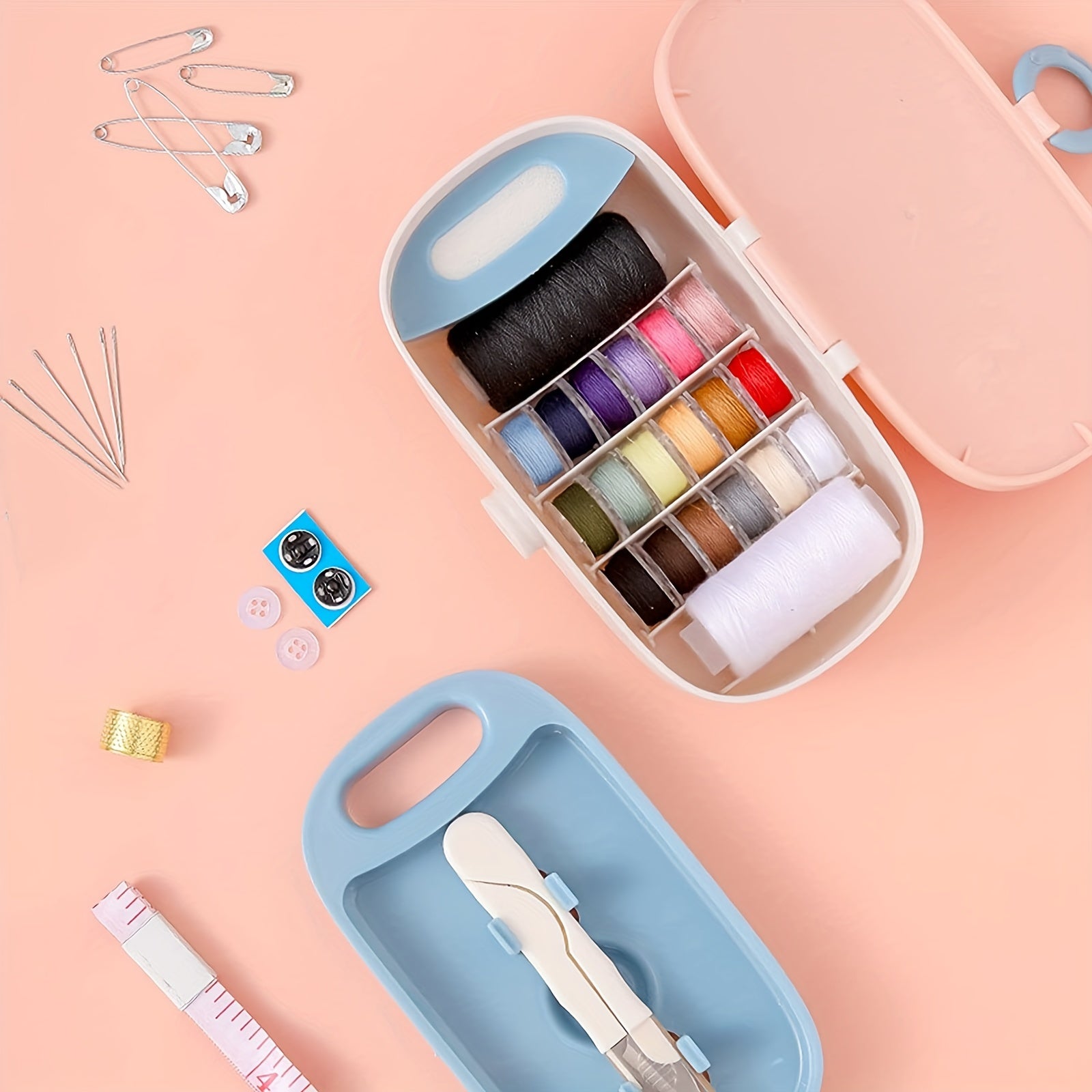 Portable Sewing Kit For Adults Plastic Sewing Box Needle And Thread Kit