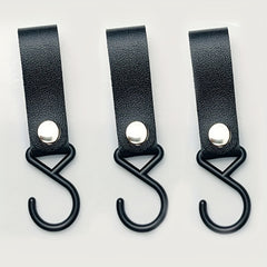 3pcs Portable Camping Hooks PU Leather Storage Buckle Keychain Tripod Hook