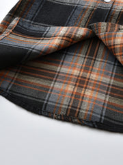 Boys Casual Plaid Shirt Long Sleeve Thermal Top
