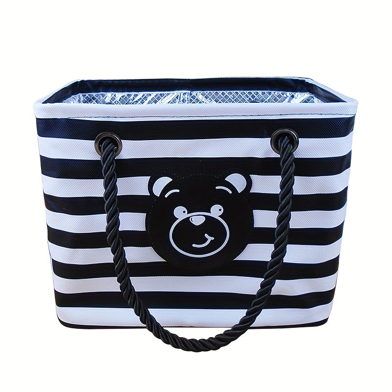 Bear & Striped Pattern Bath Storage Bag Foldable Toiletry Bag