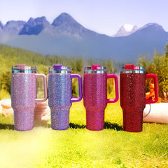 Crystal Tumbler with Handle 40oz Stainless Steel Rhinestone Stanleys Tumbler