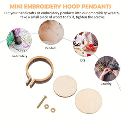10pcs Mini Wood Hoop Ring DIY Pendant Embroidery Frame