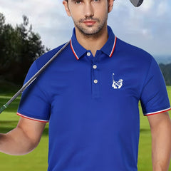 Men's Casual Stretch Lapel Polo Shirt Short Sleeve Button Up