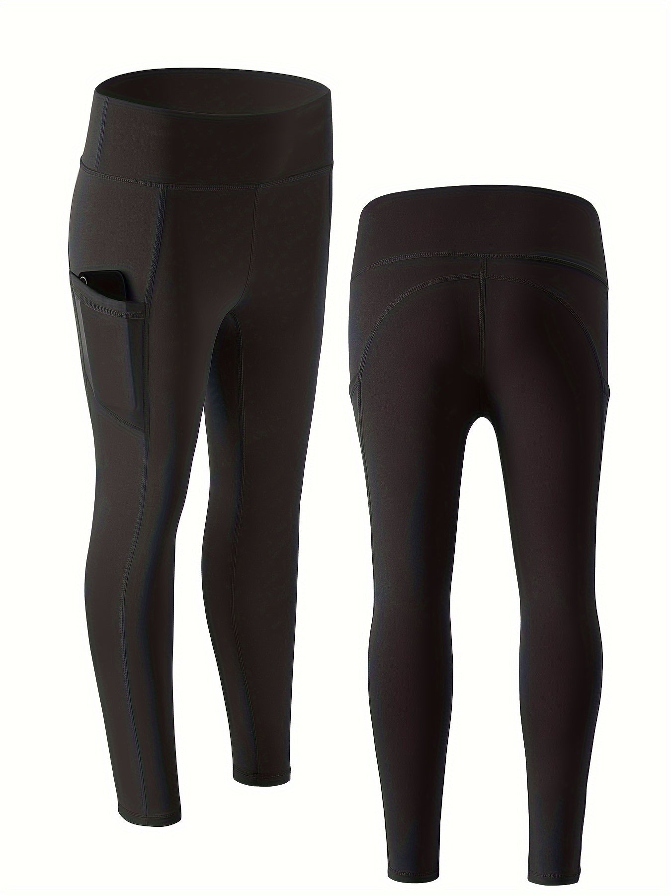 Solid Pocket Side Yoga Fitness Sports Leggings High Elastic Running Yoga Pants
