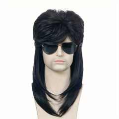 Halloween 80s Men's Wig Long Curly Hair Punk Rock Headgear Masquerade Party