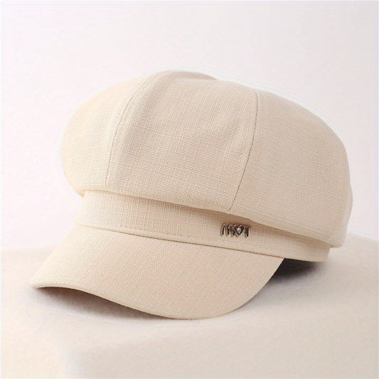 Classic Solid Beret Label Decor Beret Casual Newsboy Hat