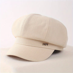 Classic Solid Beret Label Decor Beret Casual Newsboy Hat