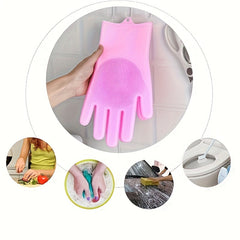 Kitchen Silicone Dishwashing Gloves Waterproof Insulation Magic Gloves