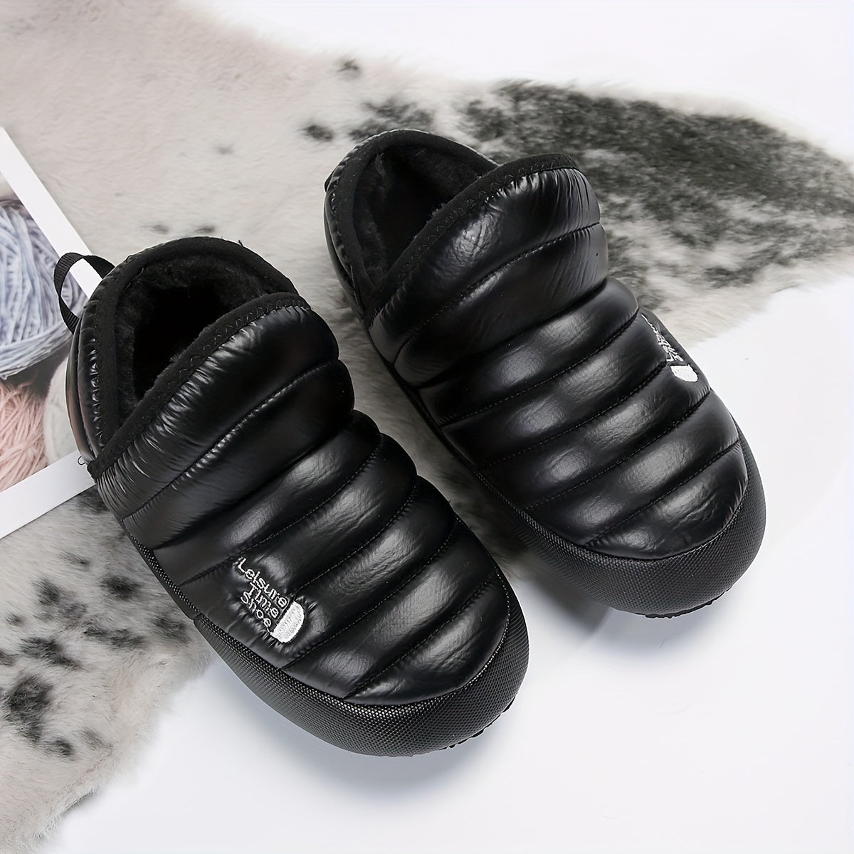 Women's Letter Pattern Quilted Traction Booties Snow Boots