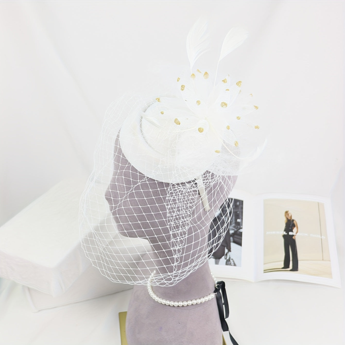 Vintage Tea Party Hat with Veil Netting for Weddings