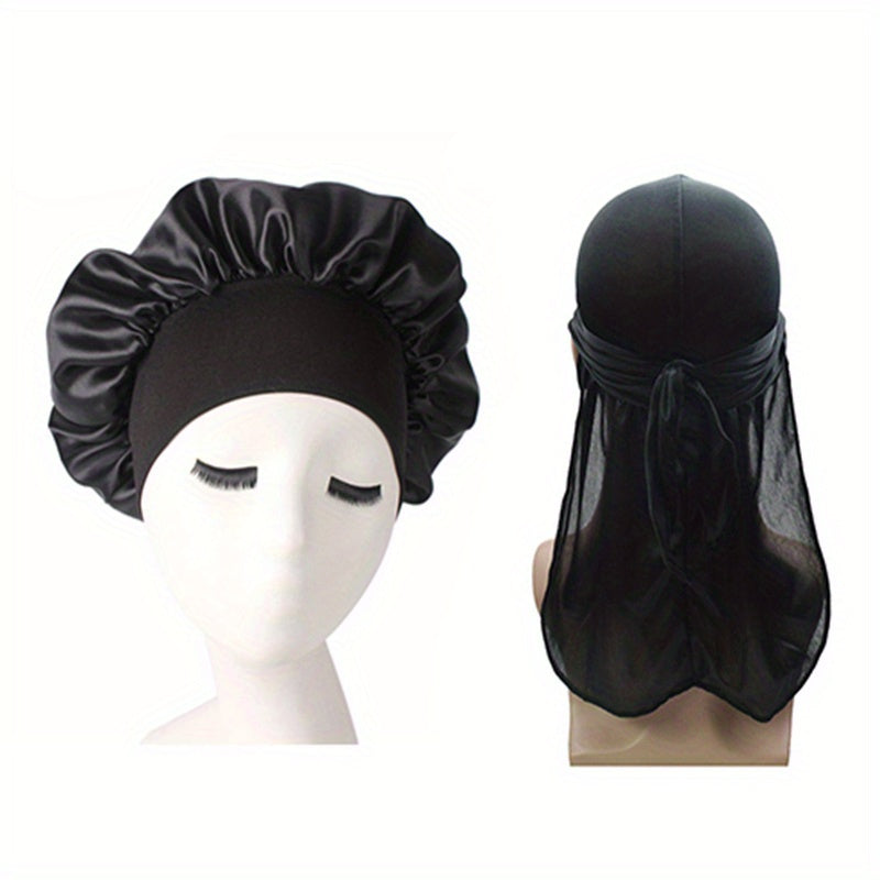 Couple Style Satin Hat Durag Bandana Turban Sleeping Cap