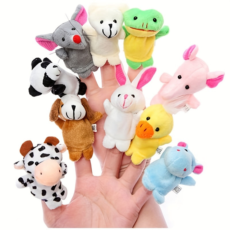 10pcs Animal Finger Doll Hand Puppet Toy Early Education Interactive