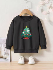 Cartoon Christmas Tree Long Sleeve Sweatshirt Kids Clothes Christmas Gift
