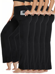 5pcs Women's Flare Pants High Waisted Tummy Control Workout Yoga Leggings