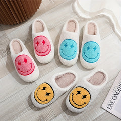 Women's Lightning Smile Face Pattern Plush Slippers