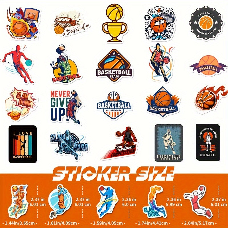 50pcs Graffiti Basketball Stickers for Luggage, Computer, Notebook & More