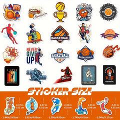 50pcs Graffiti Basketball Stickers for Luggage, Computer, Notebook & More
