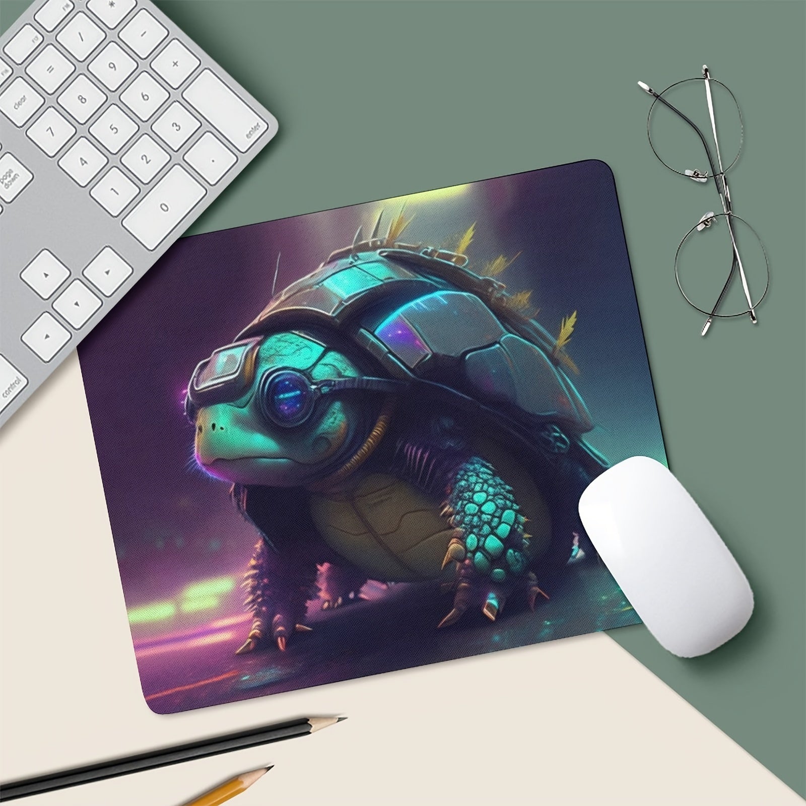 Cyber Style Turtle Mouse Pad - Non-Slip Rubber Pad