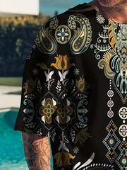 Men's Floral Totem Graphic T-shirt & Active Stretch Shorts Set