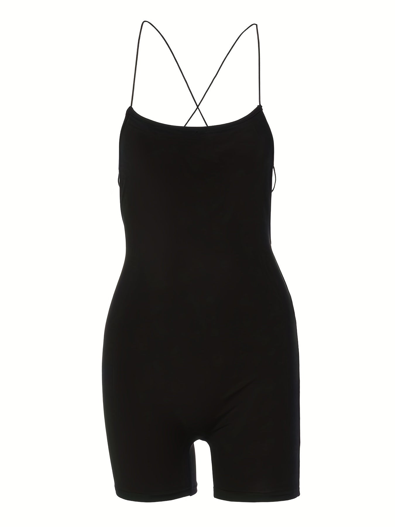 Solid Square Cami Romper Jumpsuit Backless Sexy Women's Clothing