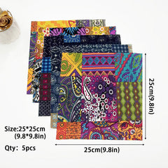 5pcs Retro Fabric Patchwork for DIY Craft Doll Clothing