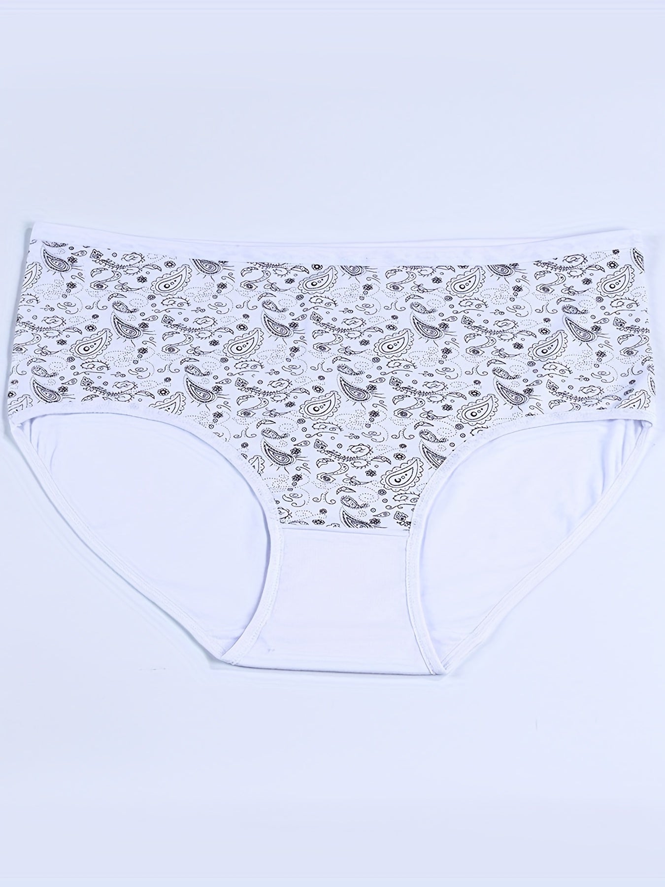 4 Pack Plus Size Boho Underwear Set Women's Paisley Print Soft Panty Set