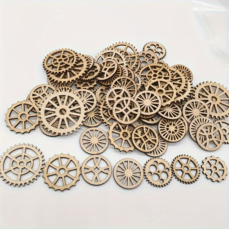 20 PCS DIY Mini Wooden Gears Set Mixed Shapes 26 50mm 1 1 97in