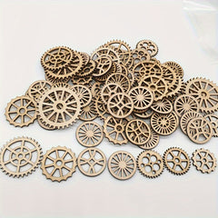 20 PCS DIY Mini Wooden Gears Set Mixed Shapes 26 50mm 1 1 97in
