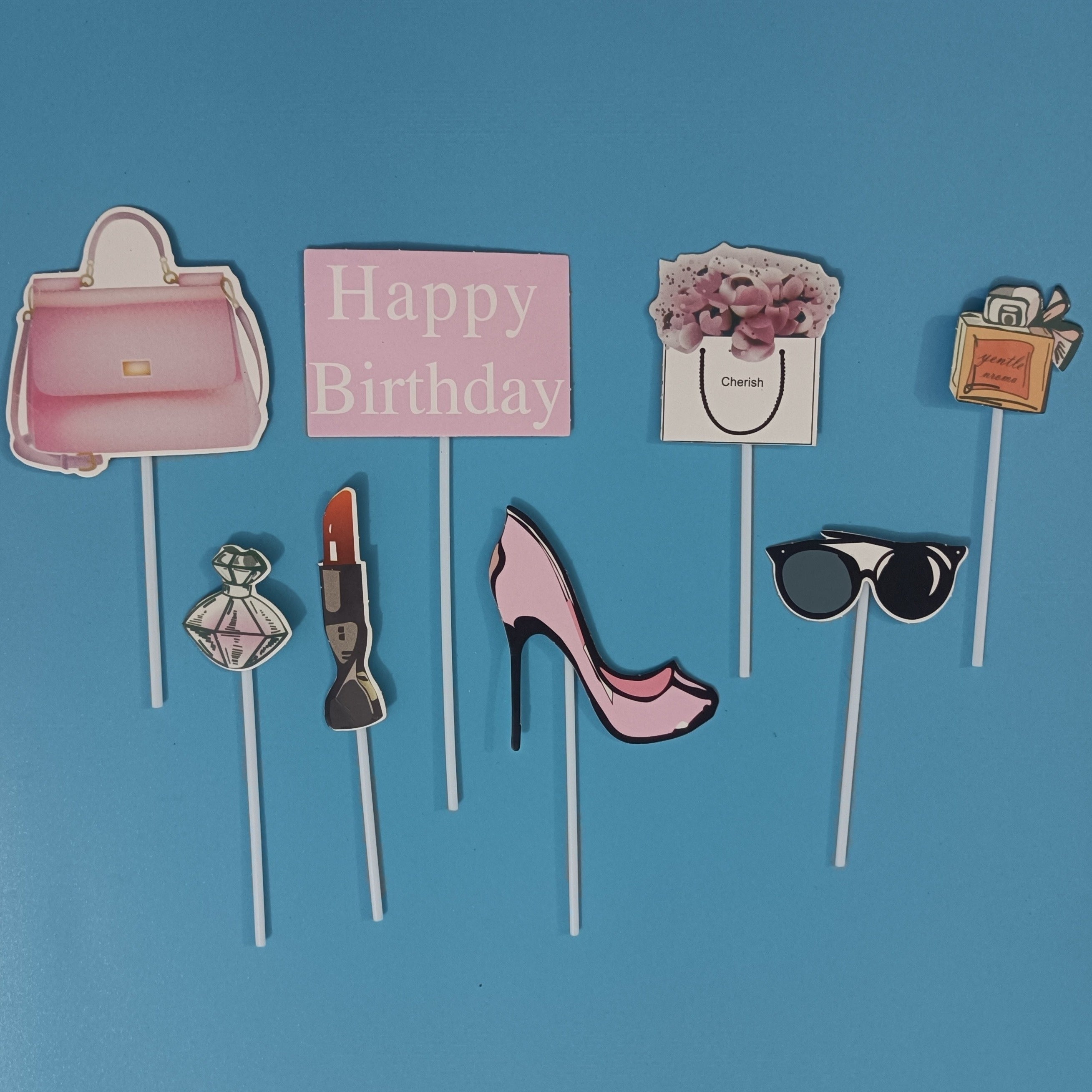 8pcs Birthday Cake Decoration Set - Makeup Theme